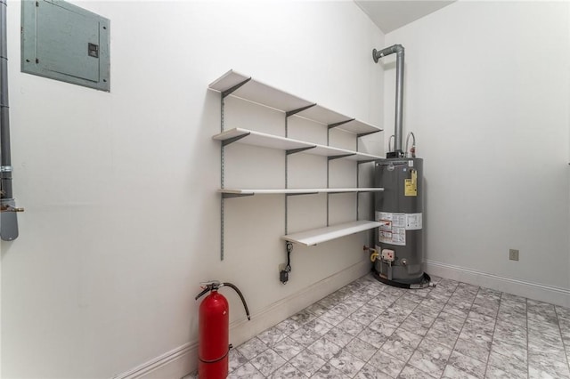 14074 Old Mill Rd, Elkins, AR 72727 - below grade area featuring gas water heater and electric panel