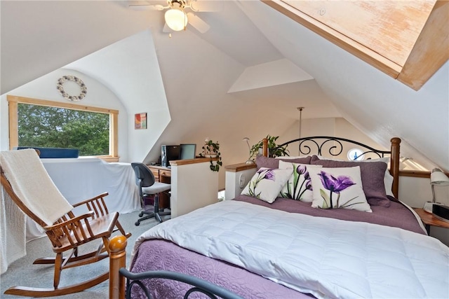 393 Timberlake Ln, Eureka Springs, AR 72631 - carpeted bedroom with lofted ceiling, ceiling fan, and an office area