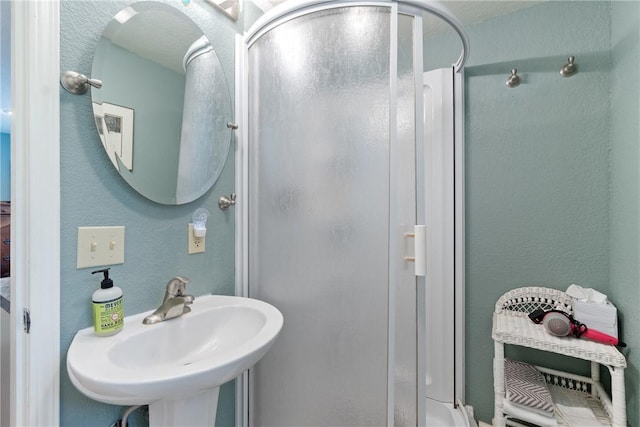 393 Timberlake Ln, Eureka Springs, AR 72631 - bathroom with a stall shower and a textured wall