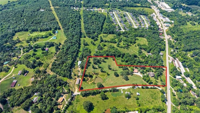 141 Hawn Ave, Huntsville, AR 72738 - aerial overview of property's location with property boundaries highlighted