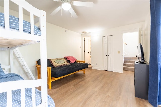 21271 Maple Dr, Garfield, AR 72732 - bedroom featuring light wood-style flooring and ceiling fan
