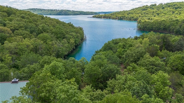 21271 Maple Dr, Garfield, AR 72732 - drone / aerial view of a heavily wooded area and a large body of water