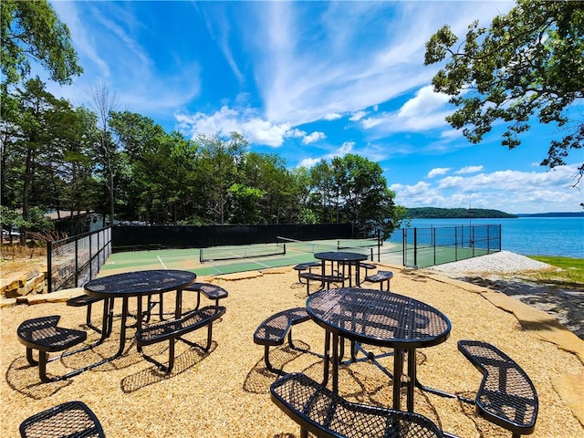 21271 Maple Dr, Garfield, AR 72732 - view of home's community with a tennis court and a water view