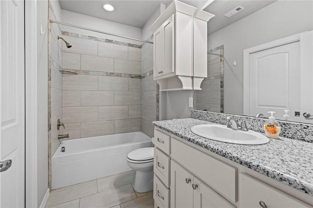 801 Bellmara Cir, Cave Springs, AR 72718 - bathroom featuring vanity, shower / tub combination, tile patterned floors, and recessed lighting