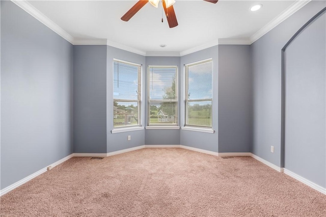 13449 Loyle Ln, Gravette, AR 72736 - carpeted empty room featuring ceiling fan and crown molding