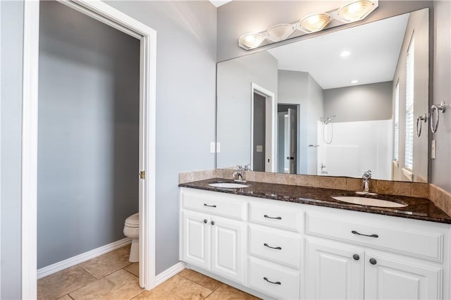 13449 Loyle Ln, Gravette, AR 72736 - full bath with double vanity, tile patterned flooring, and a shower
