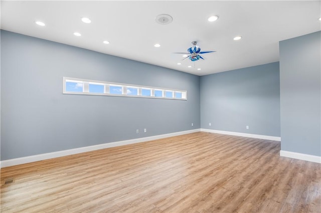 13449 Loyle Ln, Gravette, AR 72736 - unfurnished room with a ceiling fan, light wood-style floors, and recessed lighting