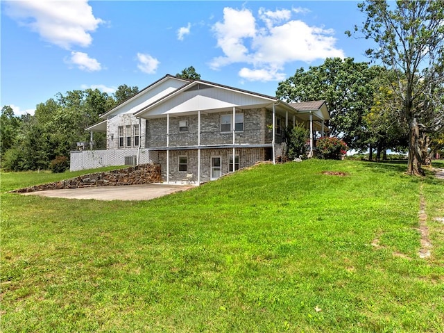 617 County Road 736, Berryville, AR 72616 - rear view of property with a yard, stone siding, and brick siding