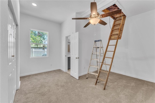 408 SW 2nd Ave, Gravette, AR 72736 - unfurnished bedroom with carpet flooring, a ceiling fan, and recessed lighting
