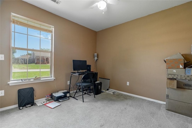2523 Meadow Lake St, Springdale, AR 72764 - office space featuring a ceiling fan, carpet flooring, and healthy amount of natural light