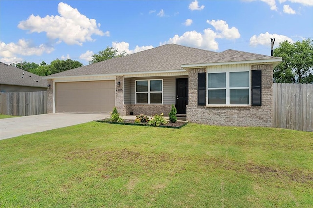 2586 Chittick St, Pea Ridge, AR 72751 - ranch-style house with concrete driveway, a garage, brick siding, and roof with shingles