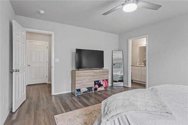 2586 Chittick St, Pea Ridge, AR 72751 - bedroom with wood finished floors, a ceiling fan, and connected bathroom