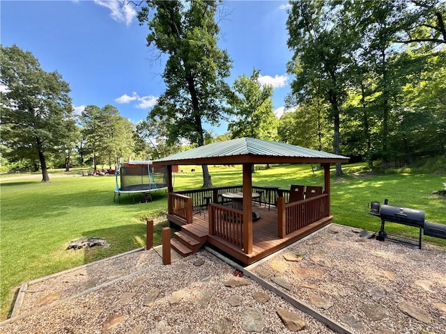 8500 Rock Creek Rd, Mulberry, AR 72947 - view of home's community with a gazebo, a trampoline, a yard, and a deck