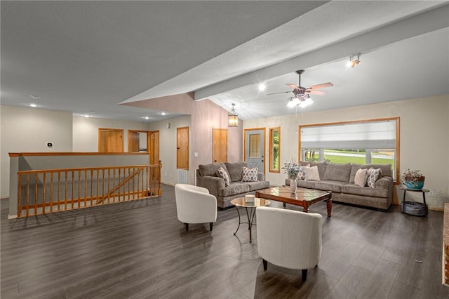 9382 Grimes Dr, Rogers, AR 72756 - living area with wood finished floors, ceiling fan, and recessed lighting