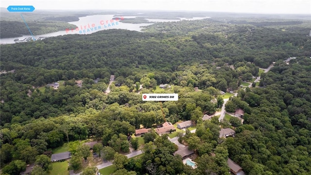 9382 Grimes Dr, Rogers, AR 72756 - drone / aerial view of a heavily wooded area and a nearby body of water