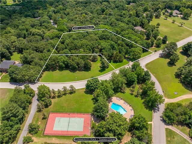 1018 N Canterbury Rd, Fayetteville, AR 72701 - view of property location with a pool area and property boundaries highlighted