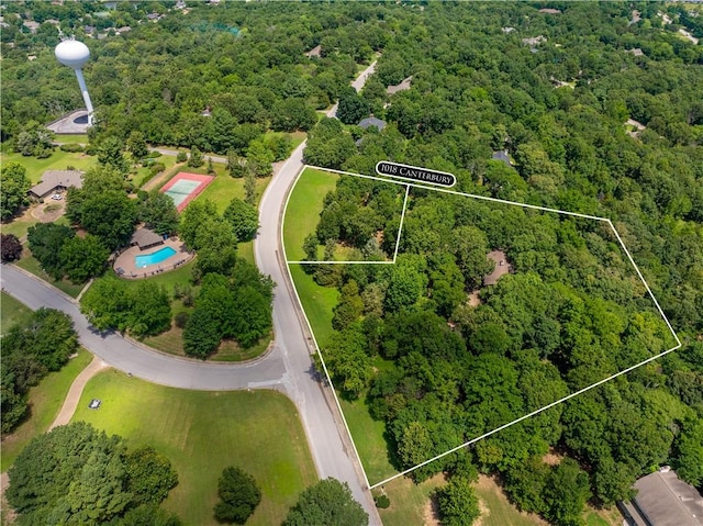 1018 N Canterbury Rd, Fayetteville, AR 72701 - view of property location with a forest and property boundaries highlighted