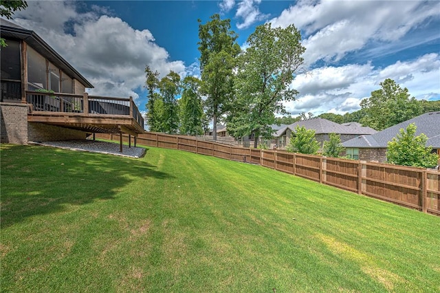 1208 Hickory St, Cave Springs, AR 72718 - fenced backyard with a wooden deck and a sunroom