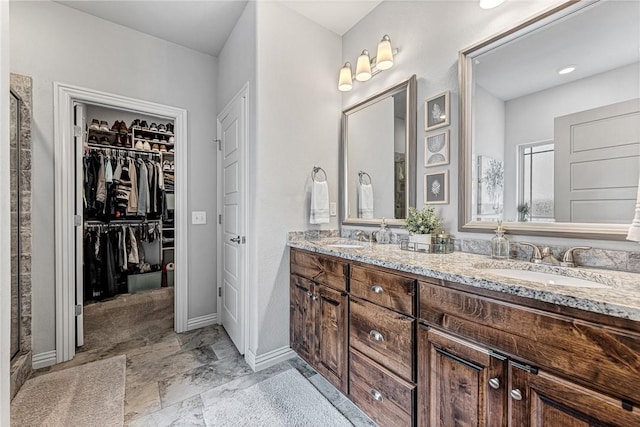 1208 Hickory St, Cave Springs, AR 72718 - full bath featuring double vanity, a shower stall, and a spacious closet