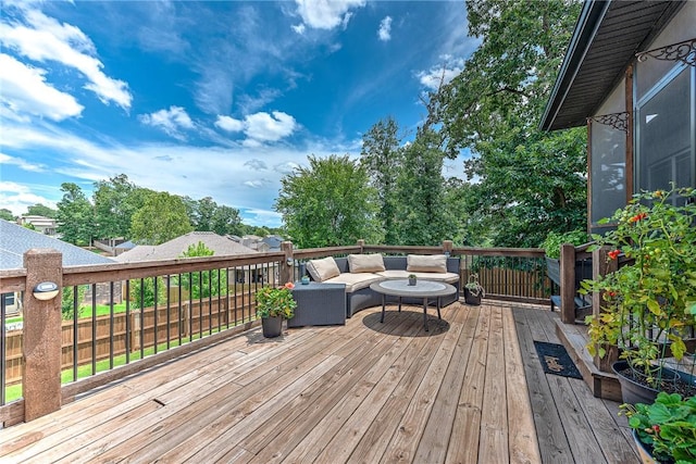 1208 Hickory St, Cave Springs, AR 72718 - wooden terrace featuring an outdoor living space