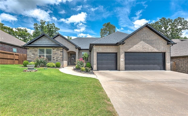 1208 Hickory St, Cave Springs, AR 72718 - view of front facade featuring an attached garage, driveway, brick siding, and roof with shingles
