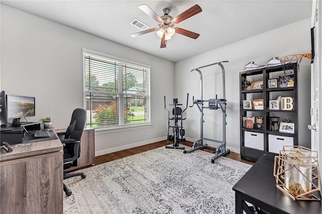 1208 Hickory St, Cave Springs, AR 72718 - office space featuring ceiling fan and wood finished floors