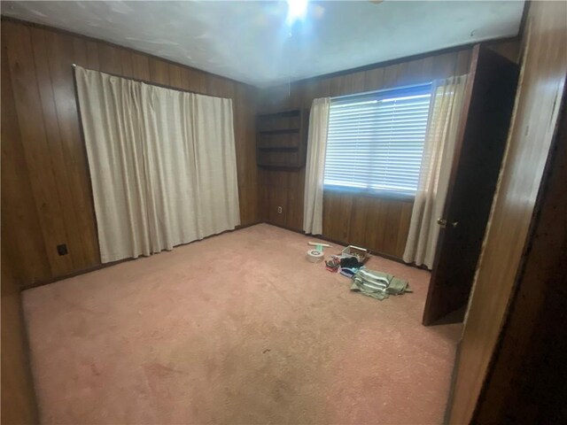 3218 Mulberry Wire Rd, Mulberry, AR 72947 - unfurnished room with light carpet and wood walls