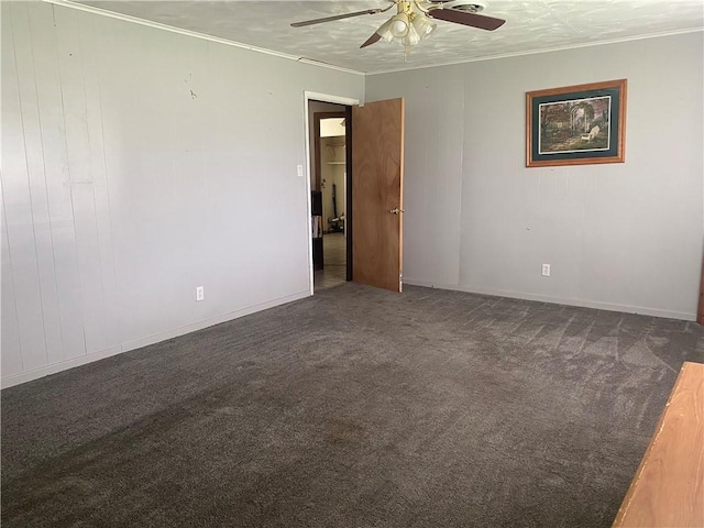 3218 Mulberry Wire Rd, Mulberry, AR 72947 - empty room featuring ceiling fan, carpet floors, and crown molding