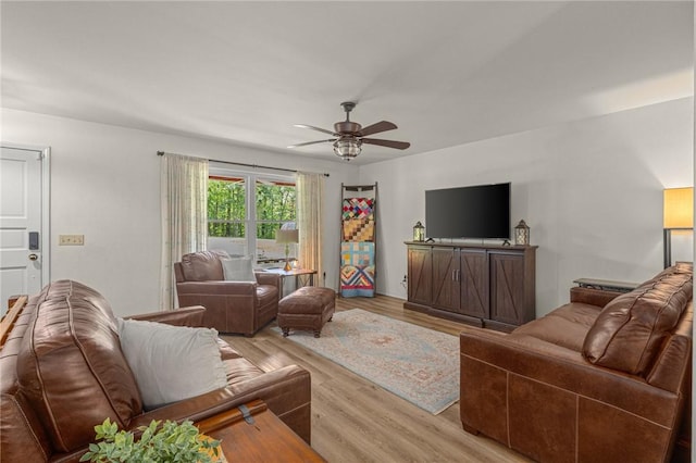 16590 Roughton Ln, Pea Ridge, AR 72751 - living area featuring light wood-type flooring and ceiling fan