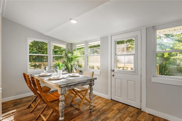 2 Rochdale Dr, Bella Vista, AR 72714 - dining space featuring vaulted ceiling and wood finished floors