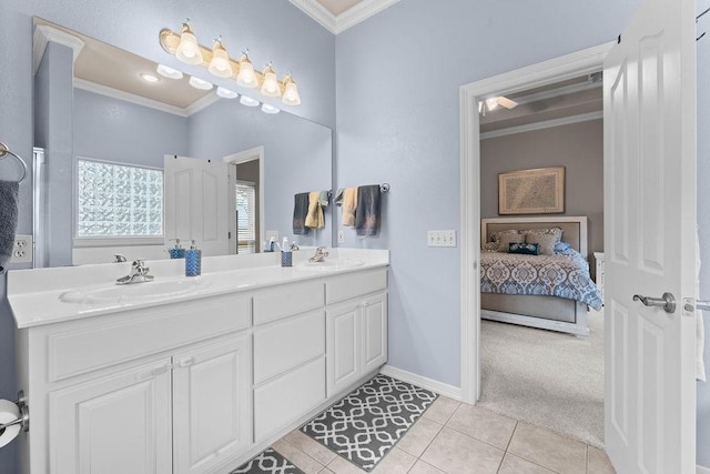 1409 S Breckenridge Loop, Rogers, AR 72756 - full bath featuring ornamental molding, ensuite bathroom, double vanity, and tile patterned flooring