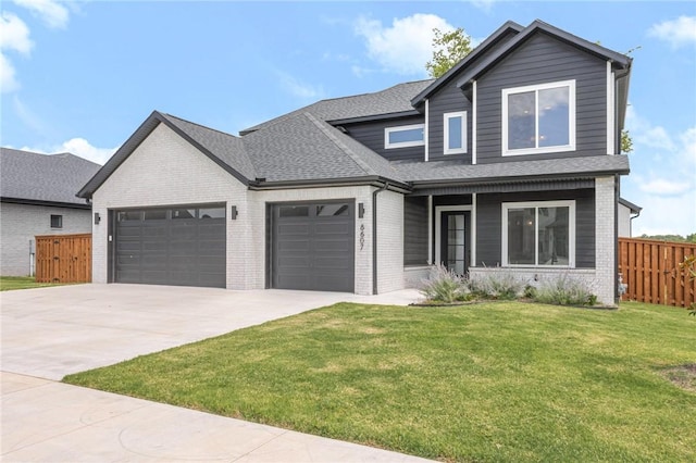 8607 W Feathered Nest Run, Bentonville, AR 72713 - traditional-style house with an attached garage, brick siding, driveway, a shingled roof, and covered porch