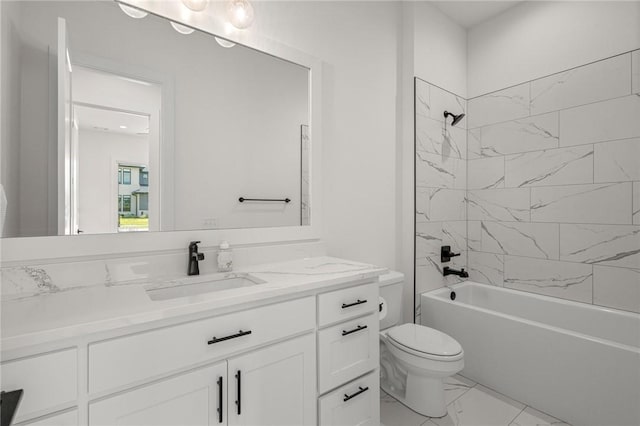 8607 W Feathered Nest Run, Bentonville, AR 72713 - bathroom featuring marble finish flooring, vanity, and bathtub / shower combination