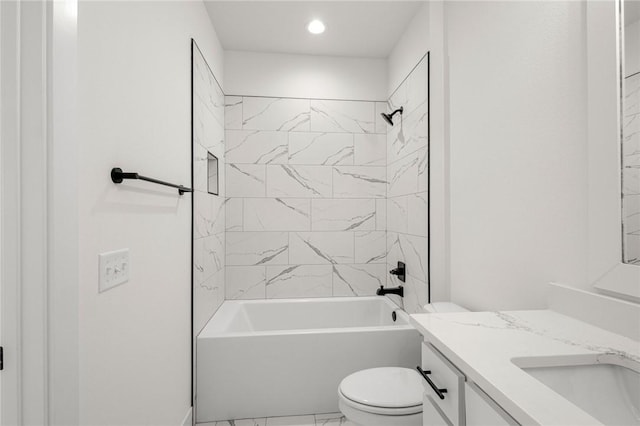 8607 W Feathered Nest Run, Bentonville, AR 72713 - bathroom featuring vanity, shower / tub combination, and recessed lighting