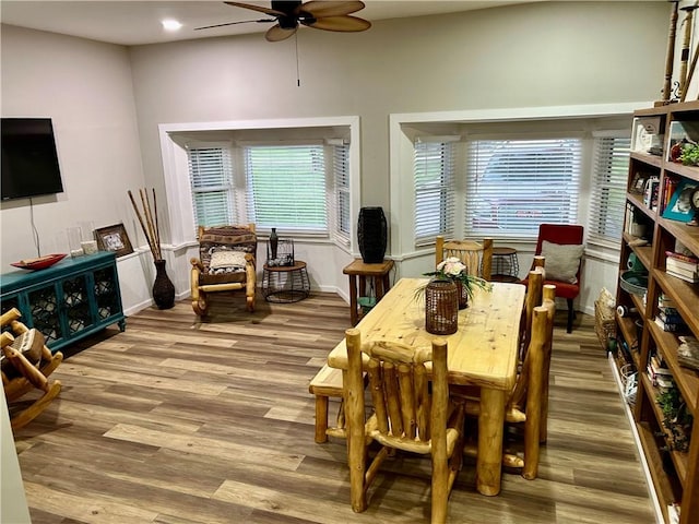 3383 Sr 164 E, Dover, AR 72837 - dining area with a ceiling fan, light wood-style flooring, and recessed lighting