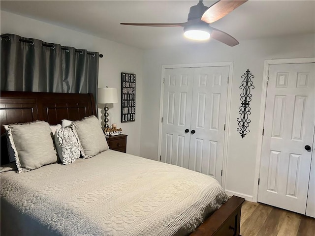 3383 Sr 164 E, Dover, AR 72837 - bedroom with wood finished floors, a closet, and ceiling fan