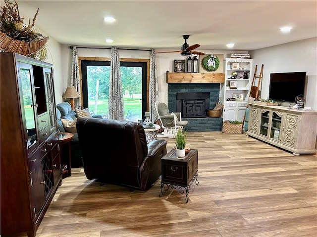 3383 Sr 164 E, Dover, AR 72837 - living area with a ceiling fan, wood finished floors, and recessed lighting