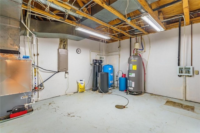 8394 Admiral Nimitz Dr, Rogers, AR 72756 - unfinished basement with water heater, electric panel, a water softener system, and a water pressure tank