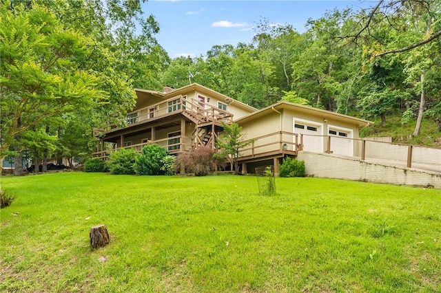 8394 Admiral Nimitz Dr, Rogers, AR 72756 - view of front of house with a front yard, a deck, and a chimney