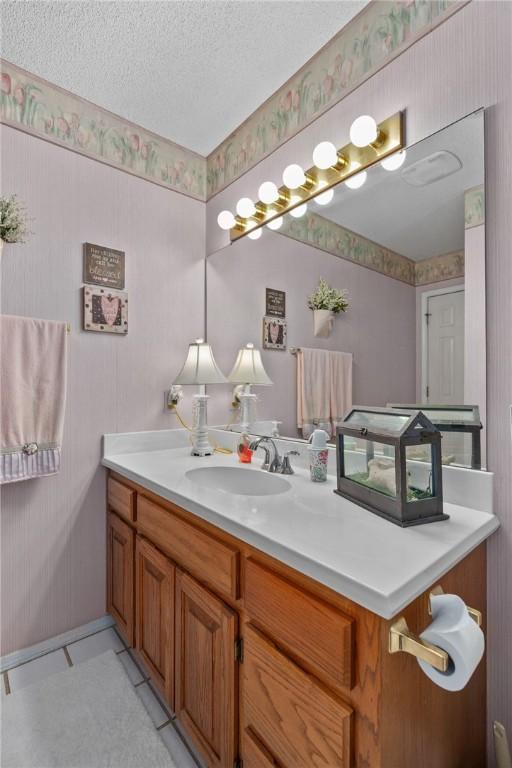 2105 Brookhaven Dr, Alma, AR 72921 - bathroom with vanity and a textured ceiling