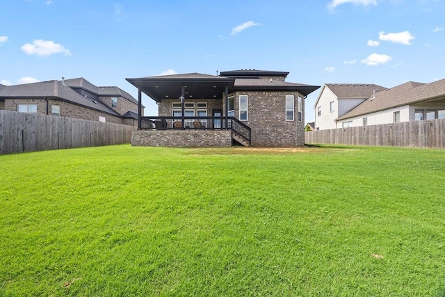 1428 Allens Mill Way, Cave Springs, AR 72718 - rear view of house featuring a fenced backyard, brick siding, and stairway