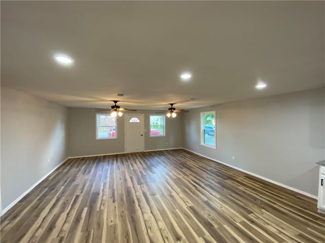 21 S Elizabeth St, Dover, AR 72837 - unfurnished room featuring recessed lighting, dark wood-type flooring, and ceiling fan