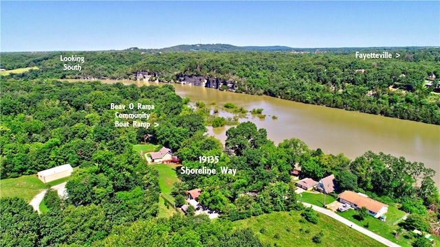 19135 Shoreline Way, Fayetteville, AR 72703 - drone / aerial view of a forest and a large body of water