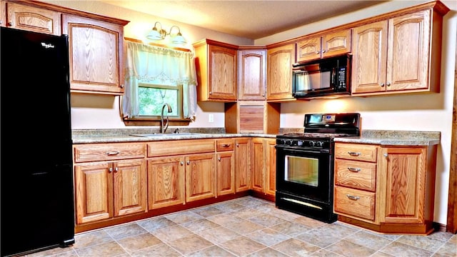 19135 Shoreline Way, Fayetteville, AR 72703 - kitchen with black appliances and brown cabinetry