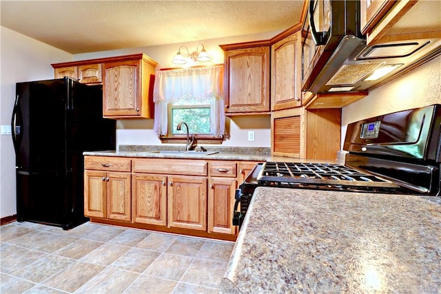 19135 Shoreline Way, Fayetteville, AR 72703 - kitchen with black appliances, light countertops, and brown cabinetry
