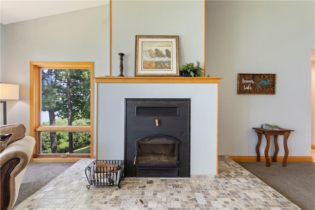 188 Point Mirage Rd, Eureka Springs, AR 72631 - detailed view of a fireplace with flush hearth and carpet
