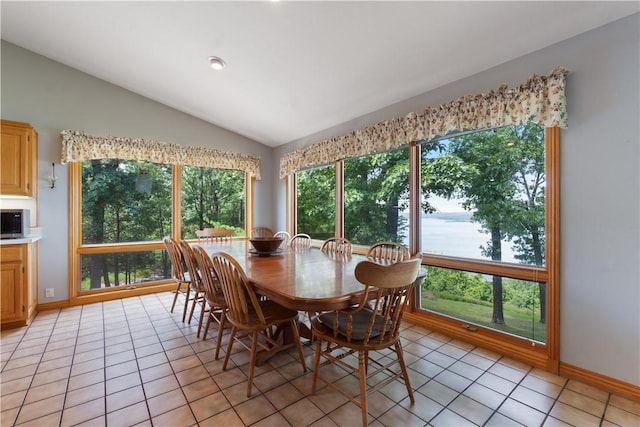 188 Point Mirage Rd, Eureka Springs, AR 72631 - dining space featuring lofted ceiling and light tile patterned flooring
