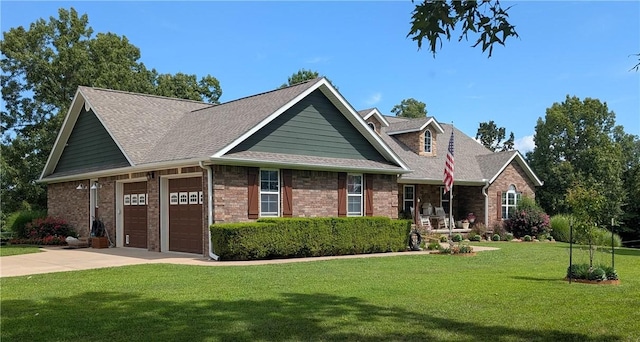 1445 Woodhaven Ln, Harrison, AR 72601 - craftsman house featuring an attached garage, a front lawn, concrete driveway, and roof with shingles
