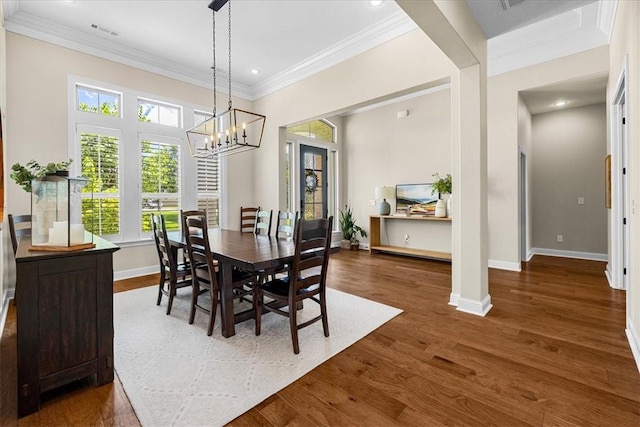 1200 Birkshire Cir, Cave Springs, AR 72718 - dining room featuring ornamental molding, wood finished floors, a chandelier, and recessed lighting