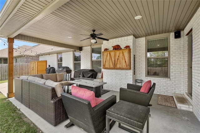 4278 W Anthem Dr, Fayetteville, AR 72704 - view of patio / terrace featuring outdoor lounge area, ceiling fan, and a grill